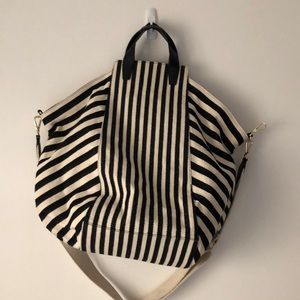 Black and white striped tote